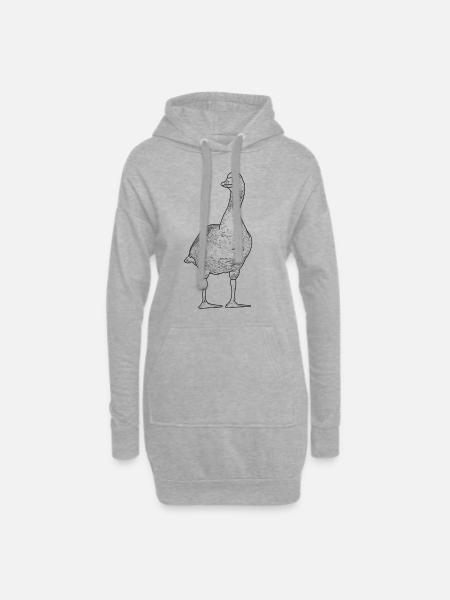 Oie - Dessin détaillé des oies - Sweat-shirt à capuche long Femme - gris chiné