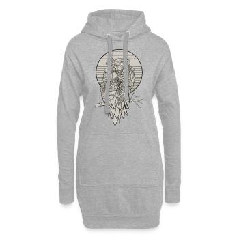 Steampunk Eule owl mechanisch geometrisch - Hoodie-Kleid - Grau meliert - Vorne