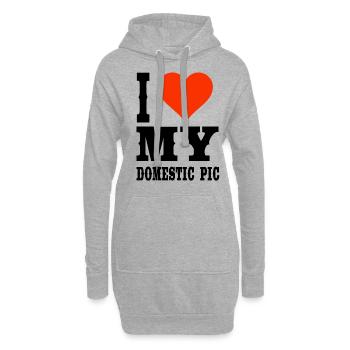 Ich liebe mein Hausschwein T-Shirt - Hoodie-Kleid - Grau meliert - Vorne