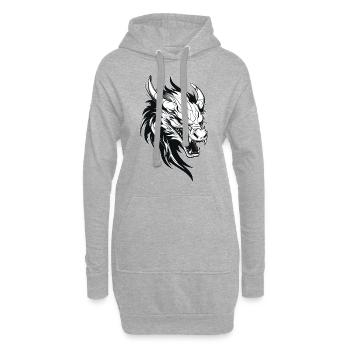 Drache Fantasie Magie Mystik Kreatur Schwarz Weiß - Hoodie-Kleid - Grau meliert - Vorne