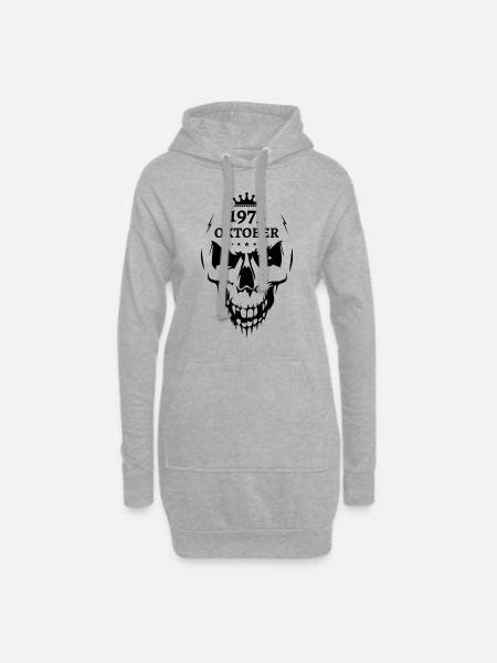 Oktober 1973 Totenkopf - Hoodie-Kleid - Grau meliert