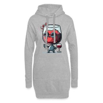 Wine Time: Ein verspieltes Cartoon-Design für Weinliebhaber - Hoodie-Kleid - Grau meliert - Vorne