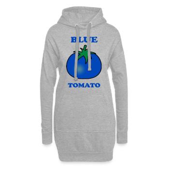 blaue Tomate lustiges Motiv mit blauer Tomate - Hoodie-Kleid - Grau meliert - Vorne