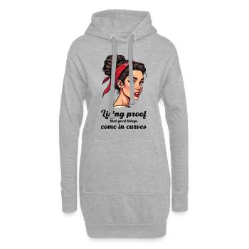 Living proof that good things come in curves. - Hoodie Dress - heather grey - Front