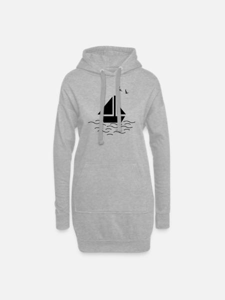Segelboot / Sailboat - Hoodie-Kleid - Grau meliert