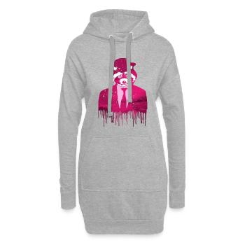 raton laveur, rose, graffiti, costume, chapeau - Sweat-shirt à capuche long Femme - gris chiné - Devant