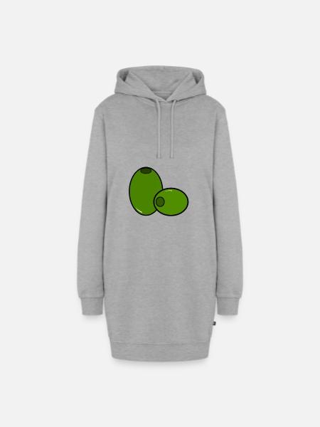 Oliven Design | zwei grüne Oliven - Hoodie-Kleid - Grau meliert