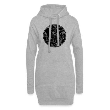 Corbeau dans le cercle de feuilles - Sweat-shirt à capuche long Femme - gris chiné - Devant