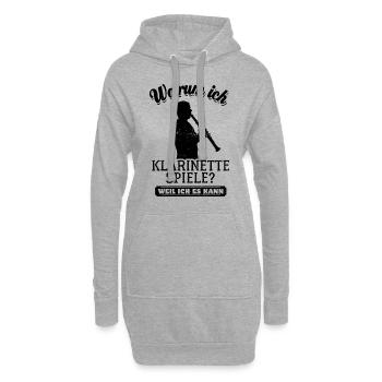 Warum ich Klarinette spiele? Weil ich es kann - Hoodie-Kleid - Grau meliert - Vorne