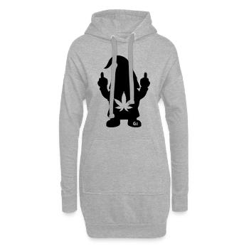 Frecher Zwerg mit Hanfblatt - Hoodie-Kleid - Grau meliert - Vorne