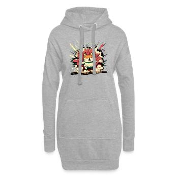 Le chat a encore fait quelque chose de mal - Sweat-shirt à capuche long Femme - gris chiné - Devant