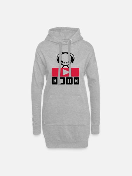 musik - Hoodie-Kleid - Grau meliert