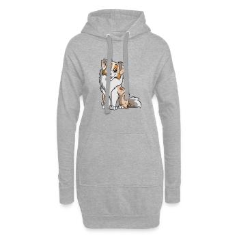 Red Merle Australian Shepherd - Hoodie-Kleid - Grau meliert - Vorne