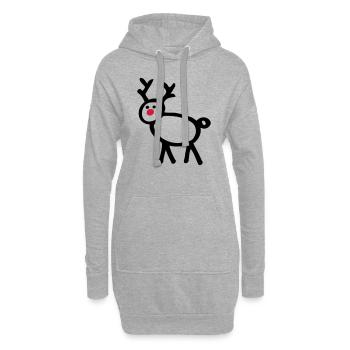 Strichmännchen Rentier Hirsch lustiges Motiv - Hoodie-Kleid - Grau meliert - Vorne