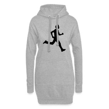 running male - Sweat-shirt à capuche long Femme - gris chiné - Devant