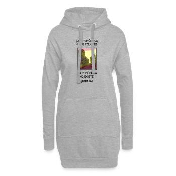 Mosso - La république n'existe pas, idiot (noir) - Sweat-shirt à capuche long Femme - gris chiné - Devant