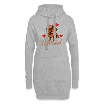 Dackel mit Herzen :-) - Hoodie-Kleid - Grau meliert - Vorne