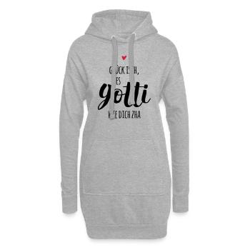 Schweizerdeutsch: Glück ist, ein Gotti wie dich - Hoodie-Kleid - Grau meliert - Vorne