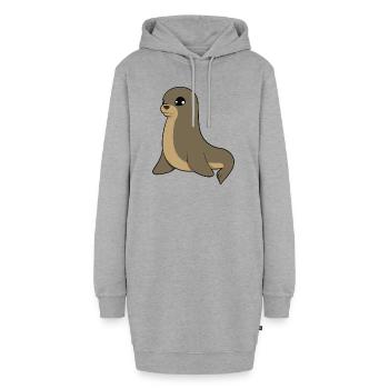 Lions de mer - Sweat-shirt à capuche long Femme - gris chiné - Devant