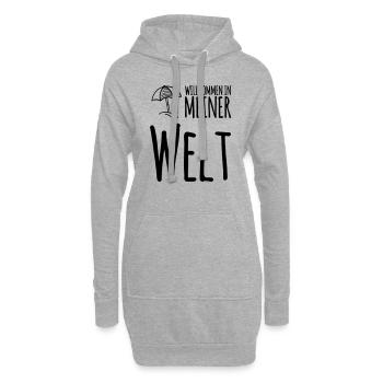Willkommen in meiner Welt - Urlaub Ferien Geschenk - Hoodie-Kleid - Grau meliert - Vorne