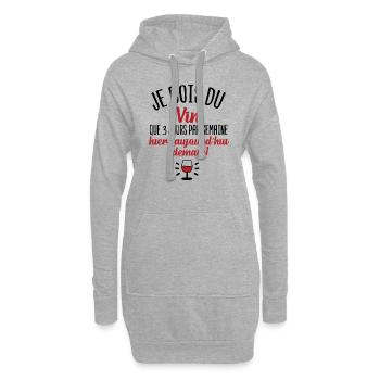 Je bois du vin que 3 jours par semaine cadeau vin - Sweat-shirt à capuche long Femme - gris chiné - Devant