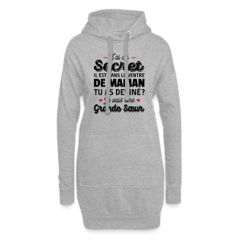j ai un secret - je vais être grande sœur - Sweat-shirt à capuche long Femme - gris chiné - Devant