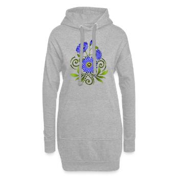 Fleur - Sweat-shirt à capuche long Femme - gris chiné - Devant