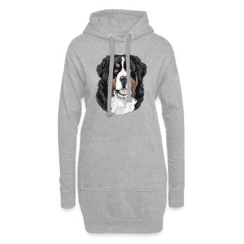 Berner Sennenhund - Hoodie-Kleid - Grau meliert - Vorne