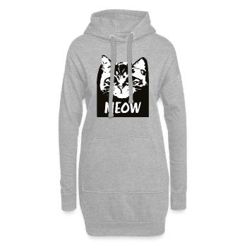 Miau-Katze - Hoodie-Kleid - Grau meliert - Vorne