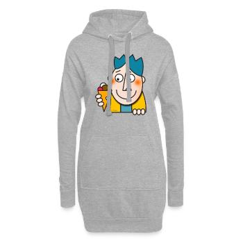 « crème glacée » - Sweat-shirt à capuche long Femme - gris chiné - Devant