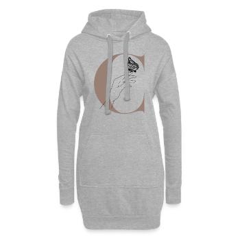 lettre C papillon magique - Sweat-shirt à capuche long Femme - gris chiné - Devant