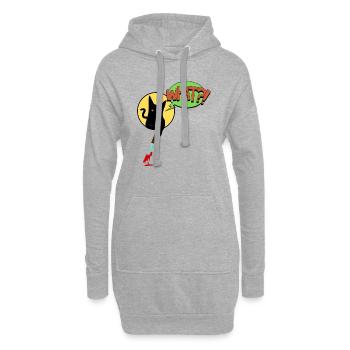 Schwarze Katze Was - Hoodie-Kleid - Grau meliert - Vorne