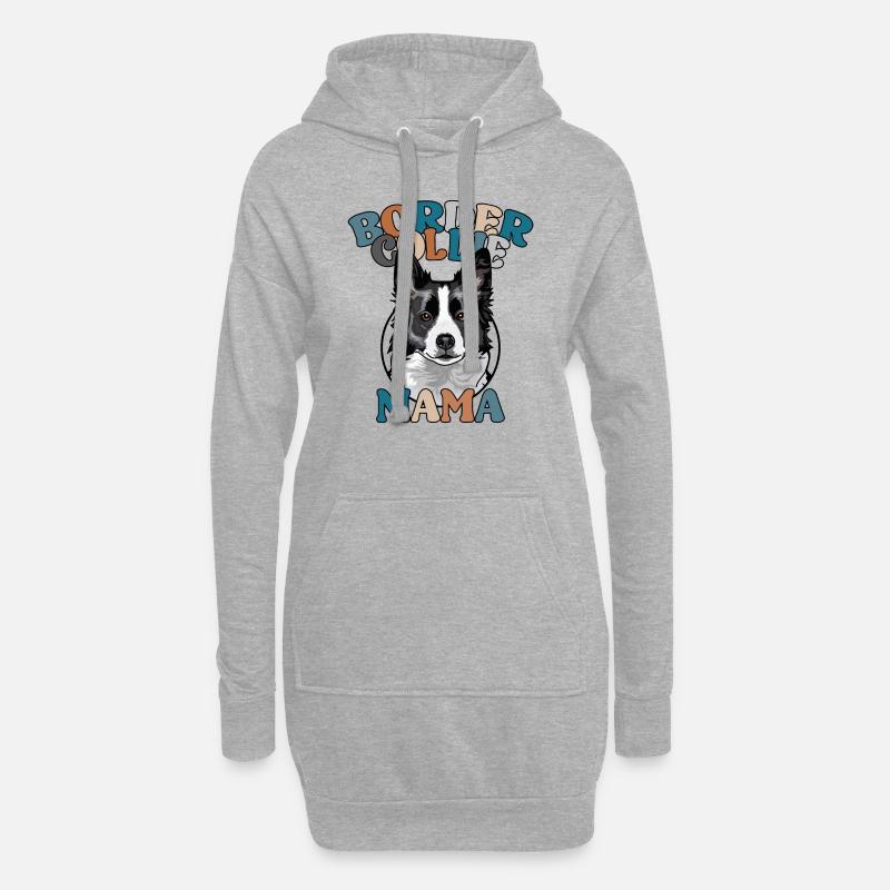 Border Collie Mama Hunde Hund Muttertag Wilsigns - Hoodie-Kleid - Grau meliert