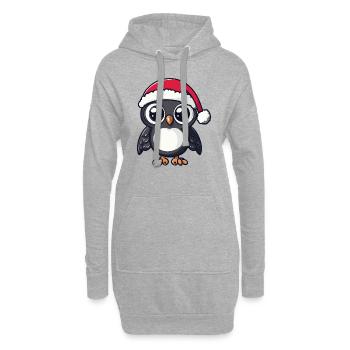 Hibou Noël - Sweat-shirt à capuche long Femme - gris chiné - Devant