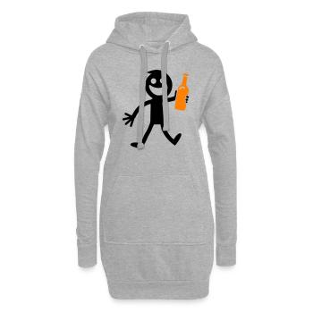 Bier Trinken Strichmännchen - Hoodie-Kleid - Grau meliert - Vorne