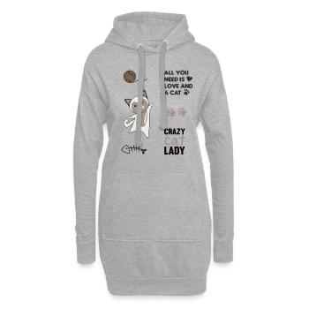 Chat mignon chat autocollant set de parole pattes - Sweat-shirt à capuche long Femme - gris chiné - Devant