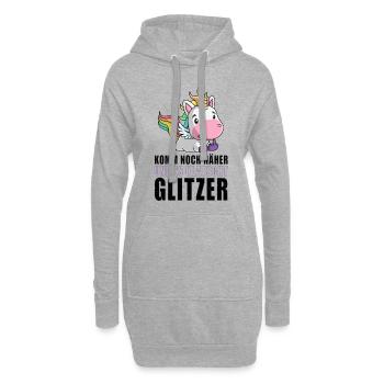 Noch näher es klatscht Glitzer Einhorn Geschenk - Hoodie-Kleid - Grau meliert - Vorne