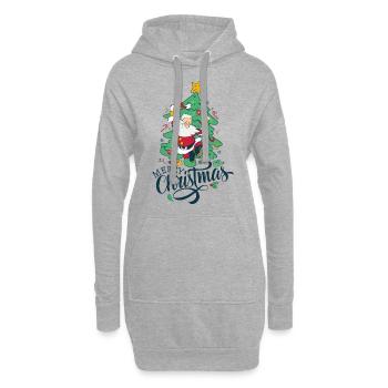 Fröhlicher Weihnachtsmann - Hoodie-Kleid - Grau meliert - Vorne