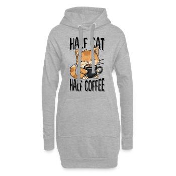 Katze Kaffee Katzenliebhaber Kaffeeliebhaber - Hoodie-Kleid - Grau meliert - Vorne