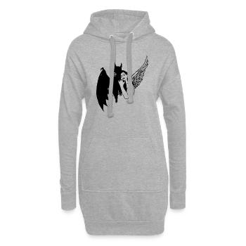 Umarme mich - Engel Dämon - Hoodie-Kleid - Grau meliert - Vorne