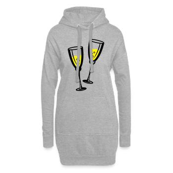 sekt glas wein - Hoodie-Kleid - Grau meliert - Vorne