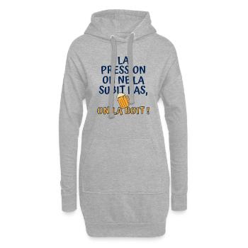 La pression on ne la subit pas, on la boit - Sweat-shirt à capuche long Femme - gris chiné - Devant