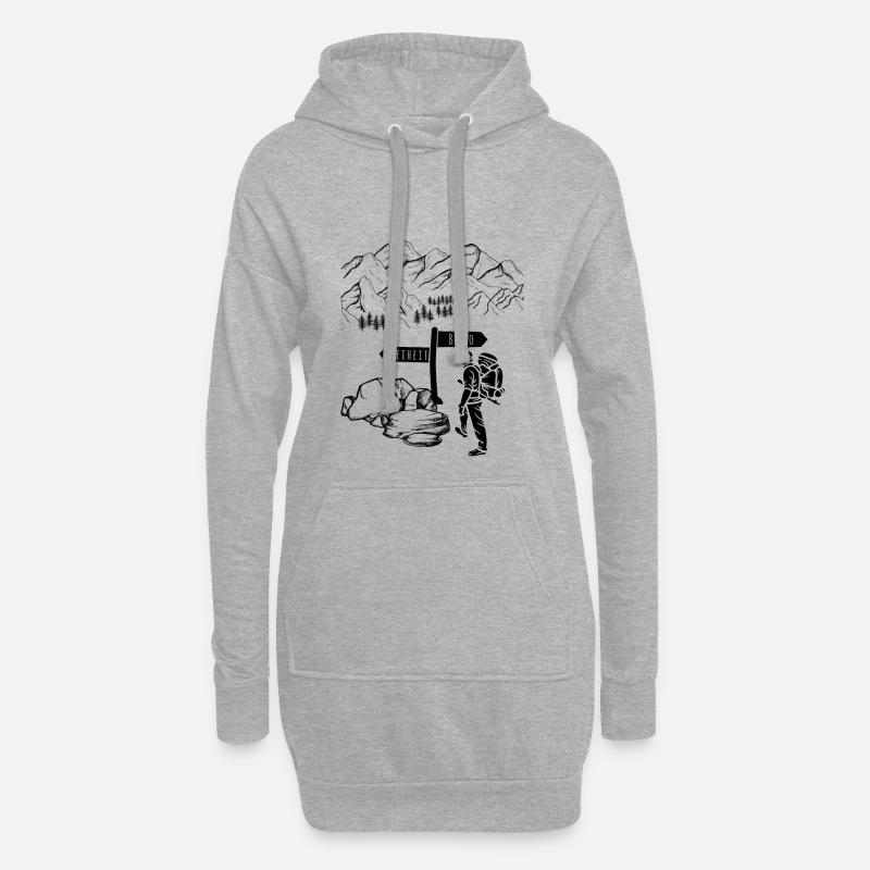 Bergsteigen, Wandern oder Büro? - Hoodie-Kleid - Grau meliert