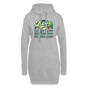 Liebe hat viele Farben Anti Rassismus - Hoodie-Kleid - Grau meliert - Vorne