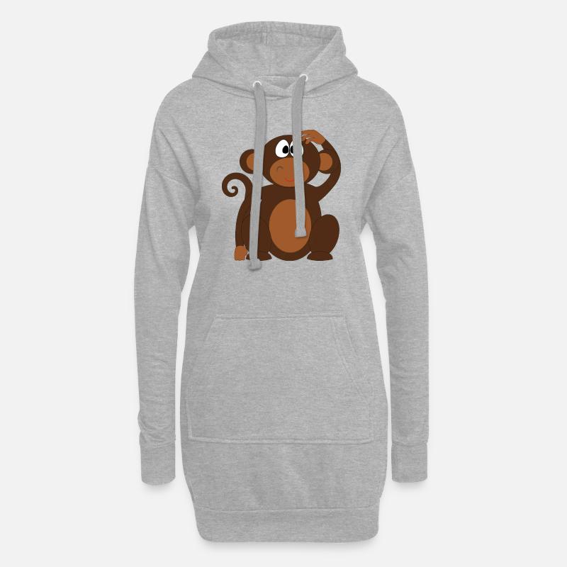 Affe - Hoodie-Kleid - Grau meliert