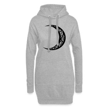 Halbmond-Tätowierung Mond-Stammes-Tätowierung - Hoodie-Kleid - Grau meliert - Vorne