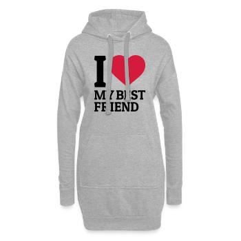 I love my best friend - Sweat-shirt à capuche long Femme - gris chiné - Devant