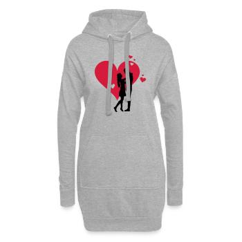 Liebe - Paar Herz - Hoodie-Kleid - Grau meliert - Vorne