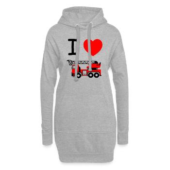 Pompiers - Sweat-shirt à capuche long Femme - gris chiné - Devant