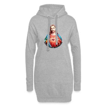 AMOUR UR VOISIN Jésus-Christ Main Bénédiction LIENS - Sweat-shirt à capuche long Femme - gris chiné - Devant